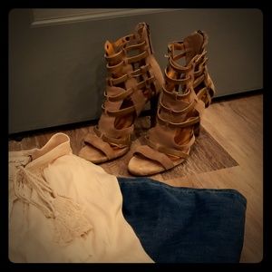 Taupe Suede Gladiator Heels